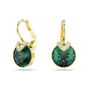Swarovski Green Crystal Drop Earrings Bella Gold Tone Round Cut Dangle Women